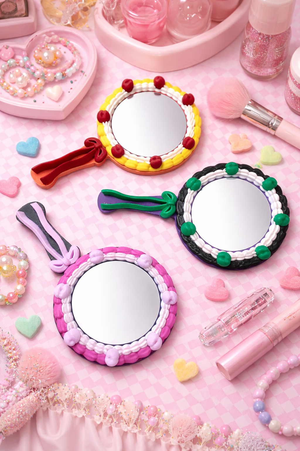 Whimsical Dessert Mirror| Handheld Vanity Mirror| Cute Coquette Aesthetic Decor
