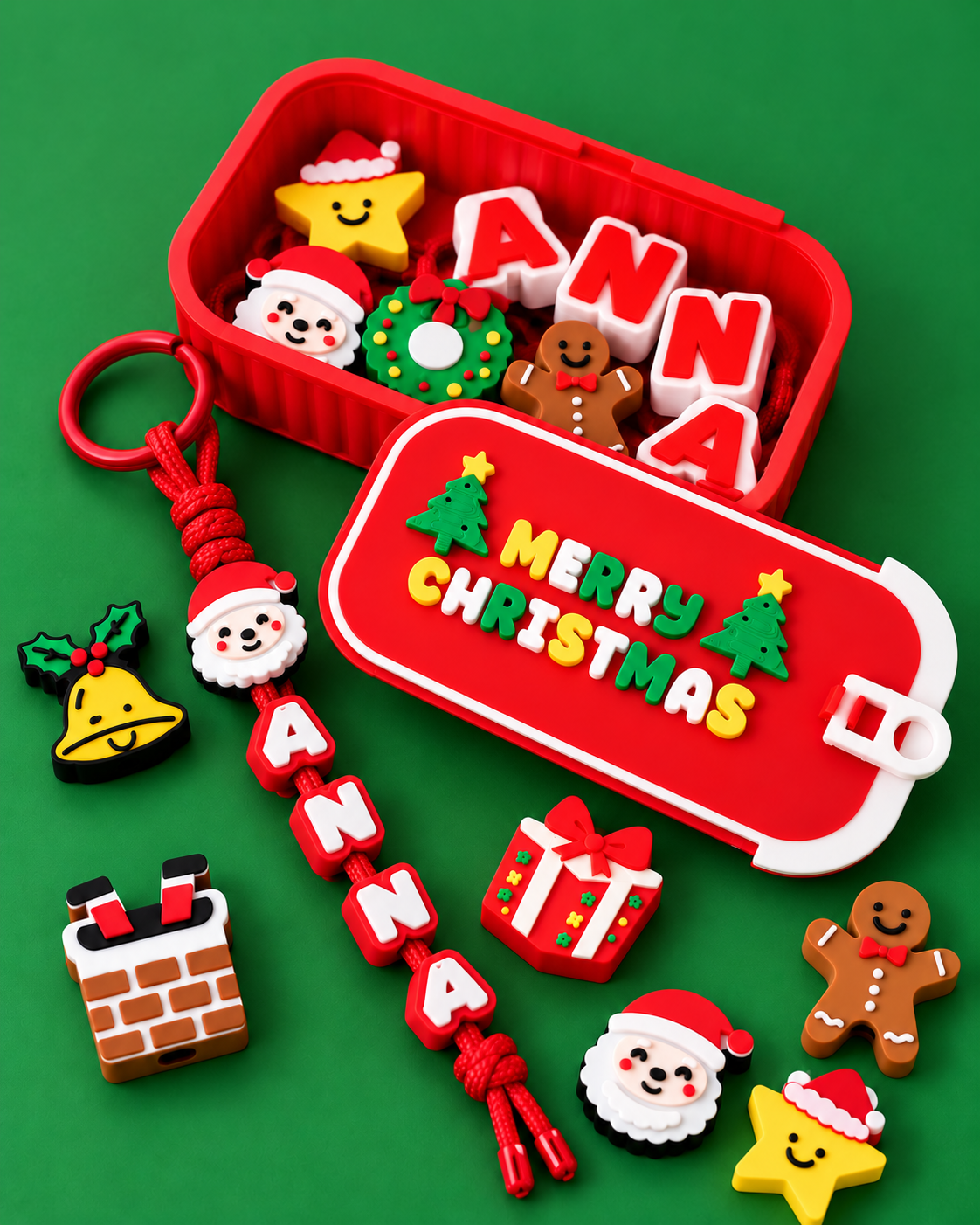 Personalized Christmas Charm Box 🎄 DIY Name Keychain Kit