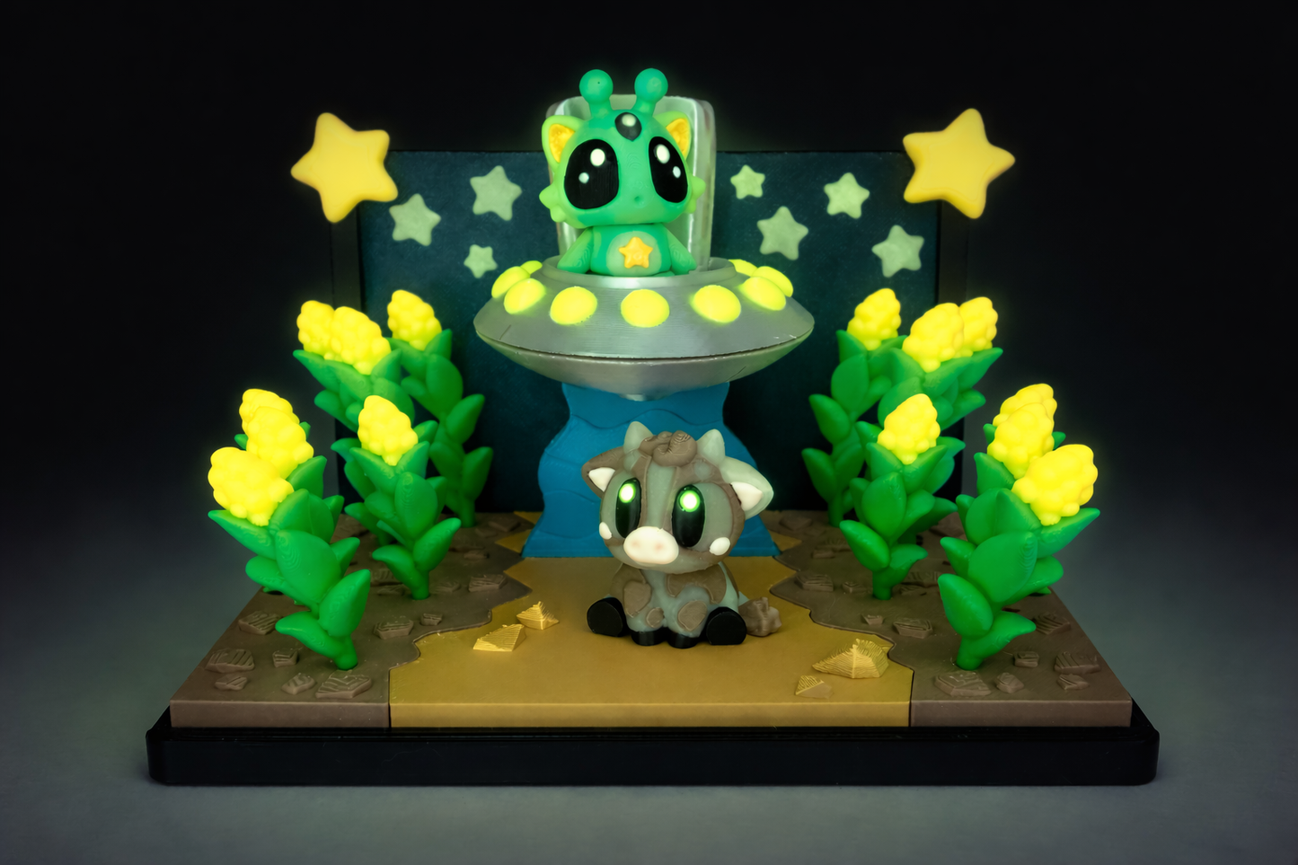 Glow-In-The-Dark Alien Farm Flexi Playset