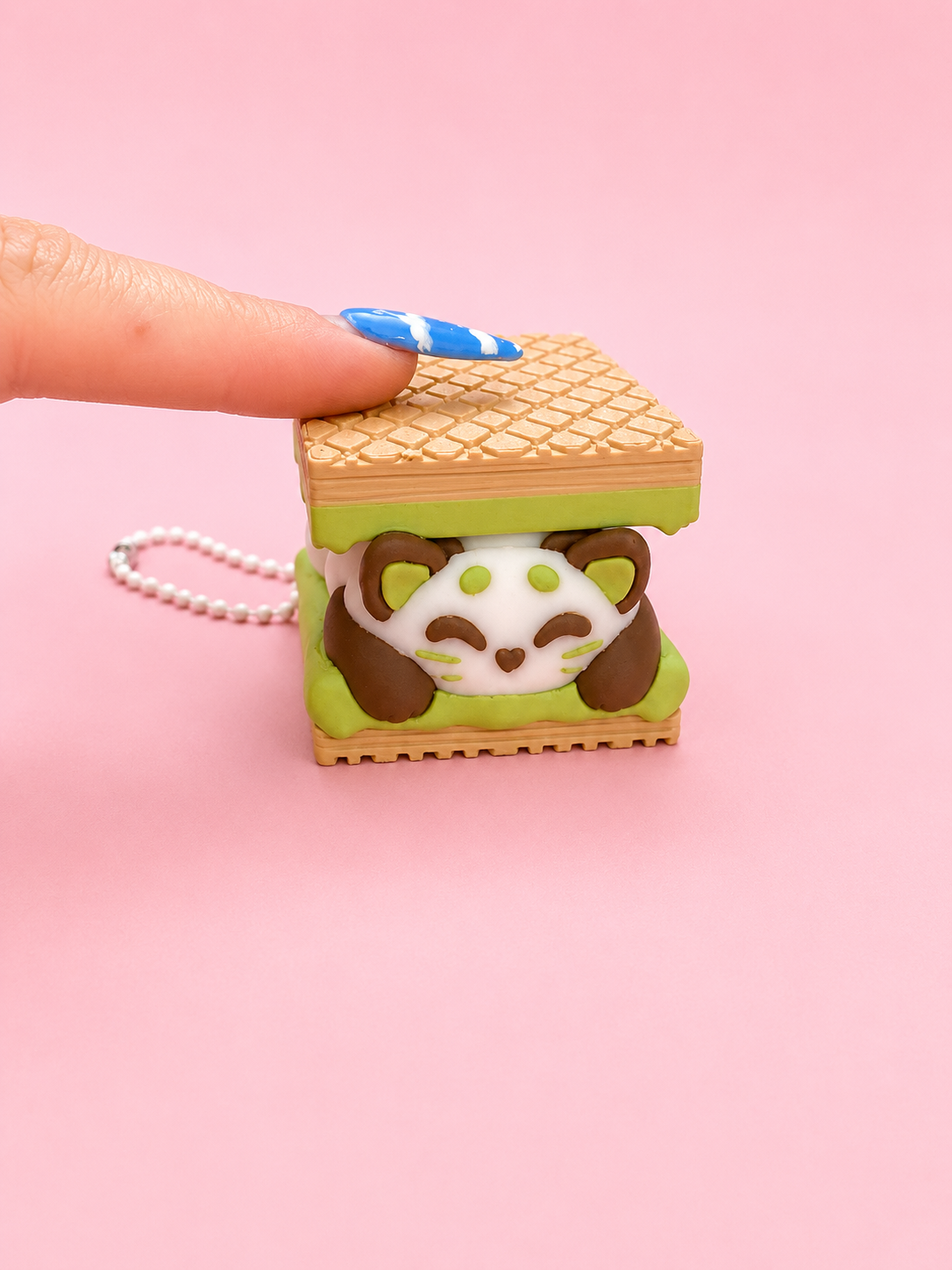 🍵 Matcha Panda Wafer Clicker Keychain
