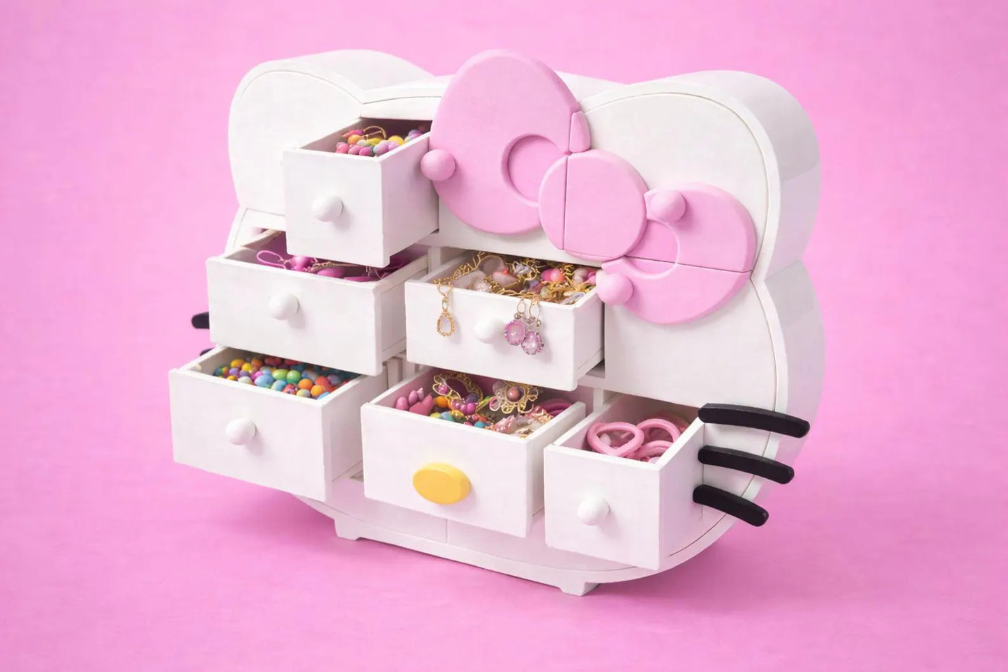 Cute Cat Printed Jewelry Organizer with Drawers – Cute Desktop Storage Box