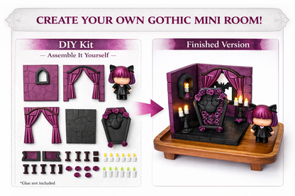 Kitty Goth Mini Corner Room Diorama (DIY Kit Or Fully Assembled ) Cute Gothic Decor Display