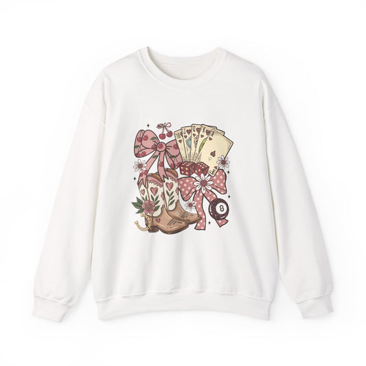 Vintage Cowgirl Boots & Playing Cards Sweatshirt