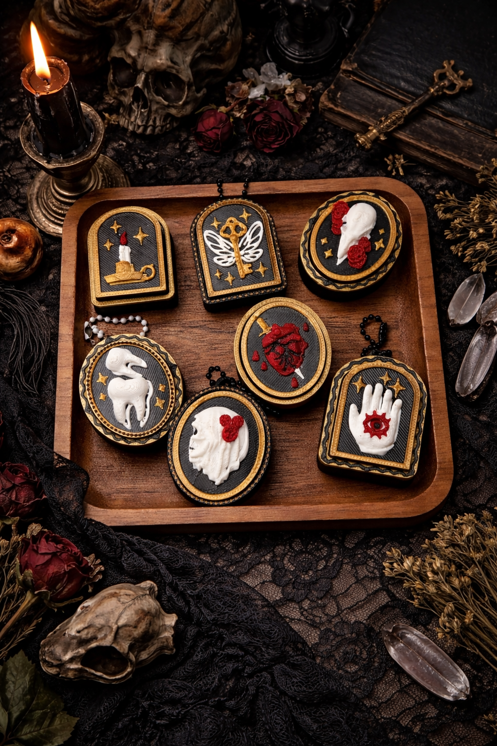 Witchy Goth Clicker Fidget | Bird Skull & Teeth | Keychain Or Handheld Clicker