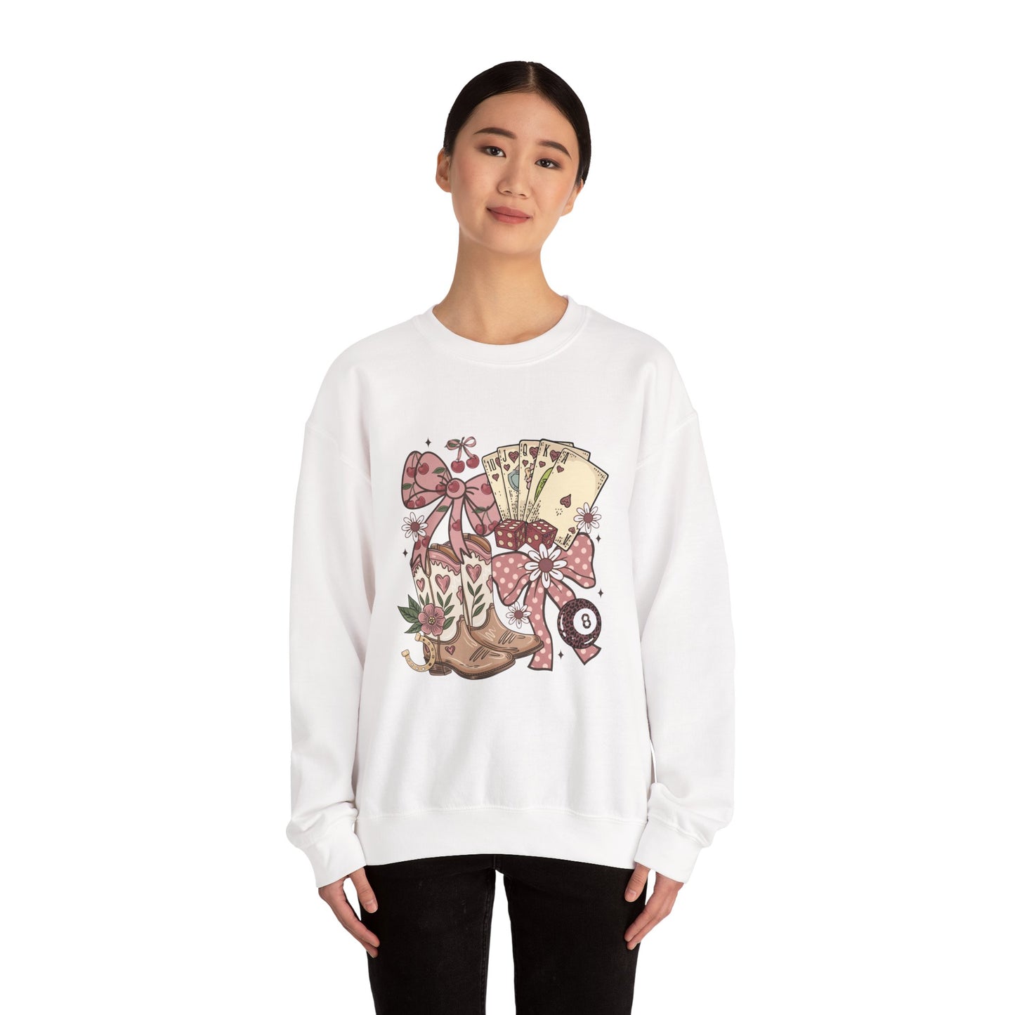 Vintage Cowgirl Boots & Playing Cards Sweatshirt