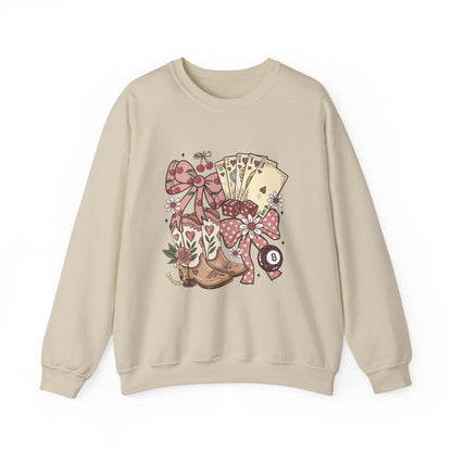 Vintage Cowgirl Boots & Playing Cards Sweatshirt