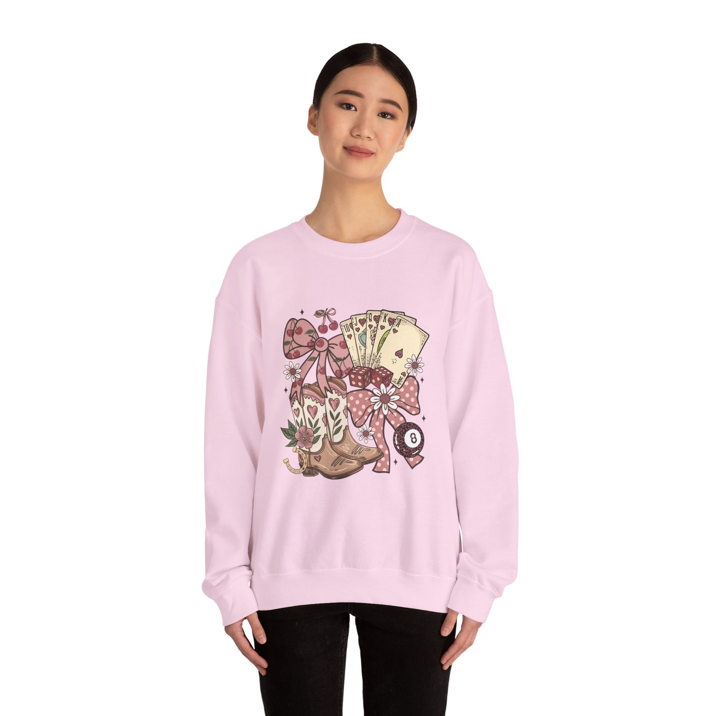 Vintage Cowgirl Boots & Playing Cards Sweatshirt