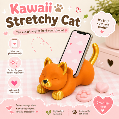 Kawaii Stretch Cat Phone Stand| Cutes Desk Holder|Aesthetic Phone Holder