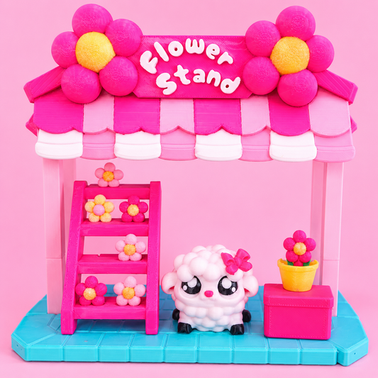 Kawaii Flexi Sheep Flower Stand Set | Mini Flower Market Display 🐑🌸