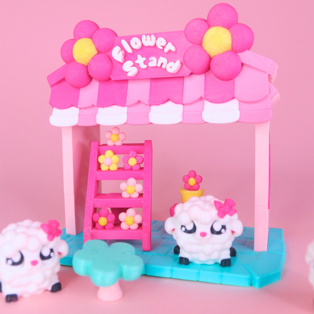 Kawaii Flexi Sheep Flower Stand Set | Mini Flower Market Display 🐑🌸