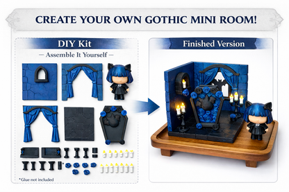 Kitty Goth Mini Corner Room Diorama (DIY Kit Or Fully Assembled ) Cute Gothic Decor Display