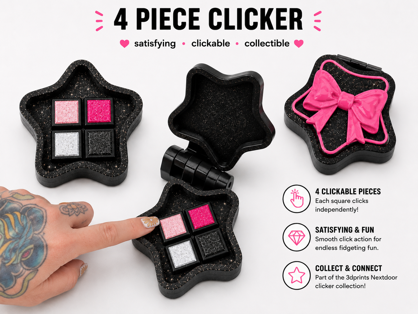 Kawaii Star Clicker Compact ✨ 4 Piece Fidget Clicker