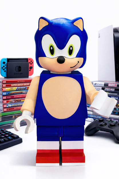 16" Blue Speed Hedgehog Posable Collectible Gamer Desk Decor⭐️🦔