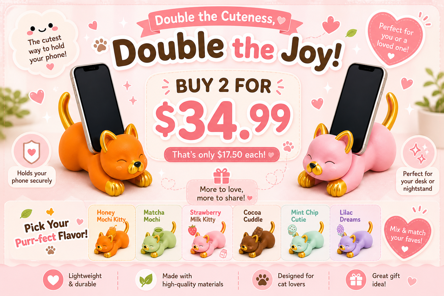 Kawaii Stretch Cat Phone Stand| Cutes Desk Holder|Aesthetic Phone Holder