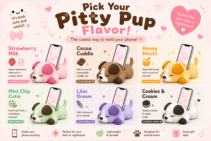 Kawaii  Pitty Pup Phone Holder | Kawaii Desk Stand | Cute Puppy Phone Stand