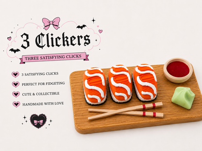 Salmon Nigiri Fidget Clicker | 3d Printed Sushi Sensory Fidget Clicker | Desk Decor