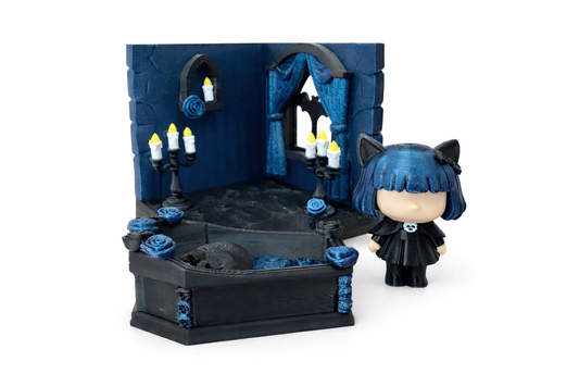 Kitty Goth Mini Corner Room Diorama (DIY Kit Or Fully Assembled ) Cute Gothic Decor Display