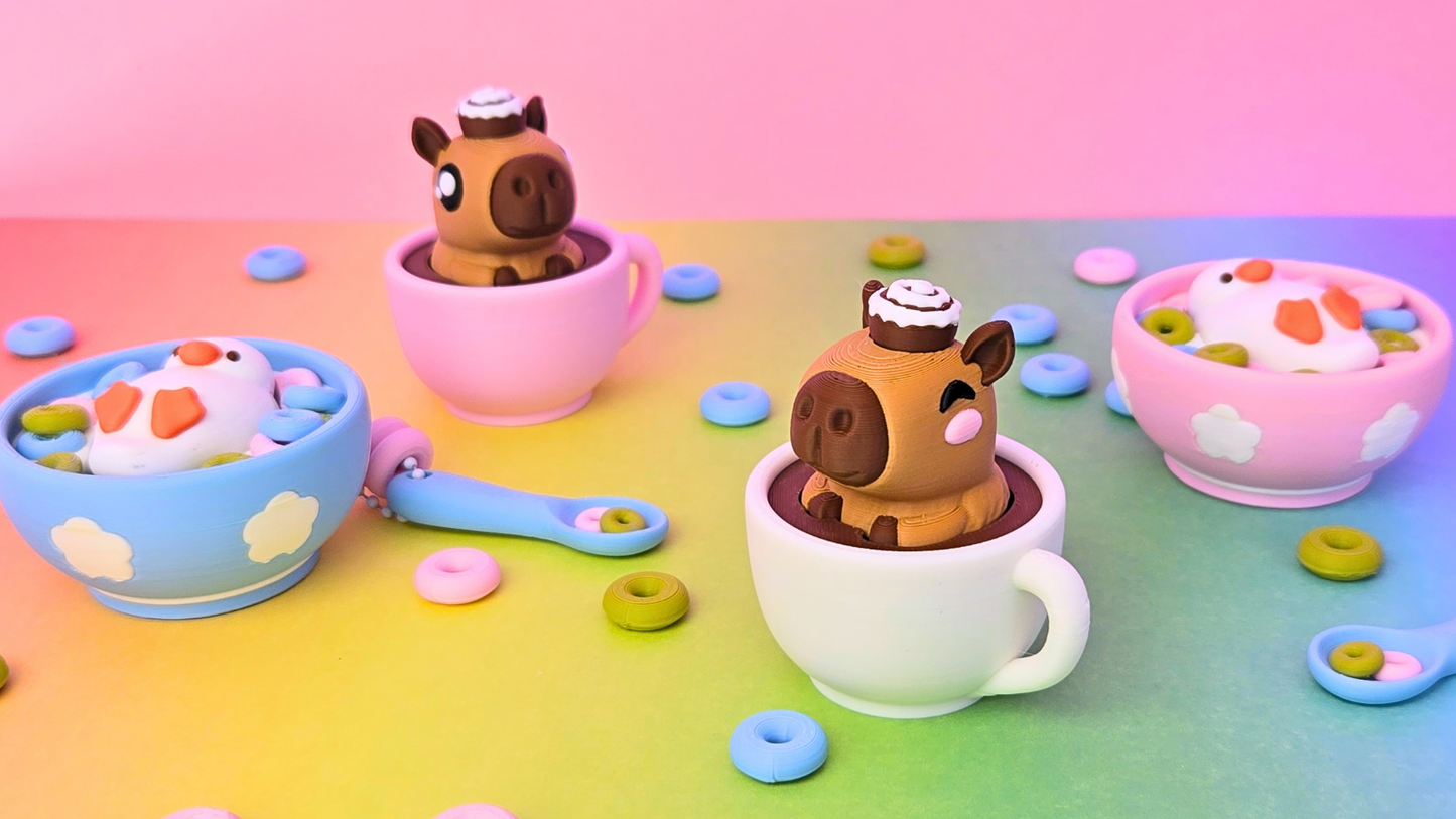 ☕ COFFEEBARA & 🥣 QUACK SNACK Clicker Keychain Collection