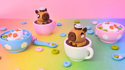 ☕ COFFEEBARA & 🥣 QUACK SNACK Clicker Keychain Collection