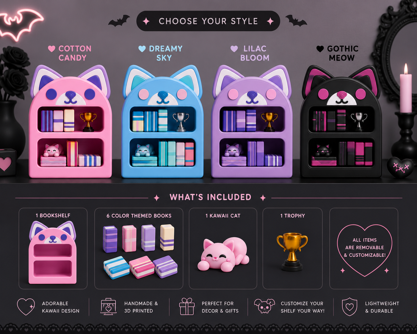 Kawaii Kitty Bookshelf