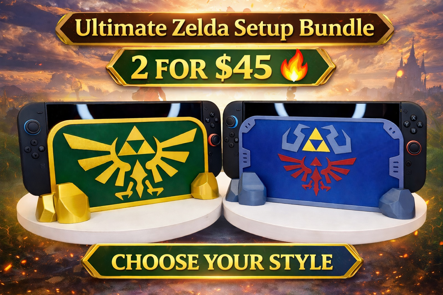 Shield-Inspired Switch Dock Stand| Aesthetic Game Setup Holder