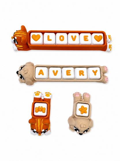 Custom Cat Or Dog Name Clicker Set (1-6 Tiles) Keychain| Cute Custom Letter Fidget Toy| Cute Desk Accessory
