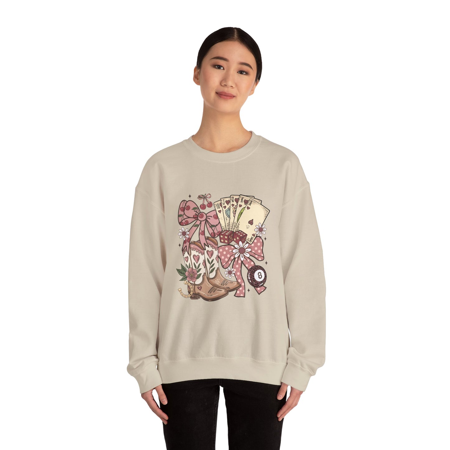 Vintage Cowgirl Boots & Playing Cards Sweatshirt