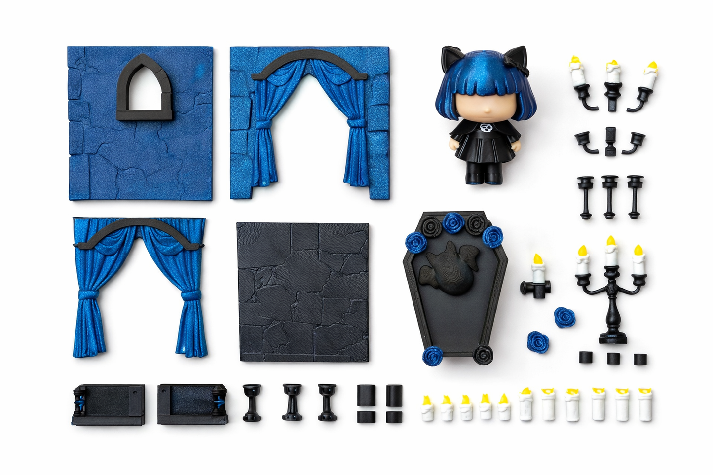 Kitty Goth Mini Corner Room Diorama (DIY Kit Or Fully Assembled ) Cute Gothic Decor Display
