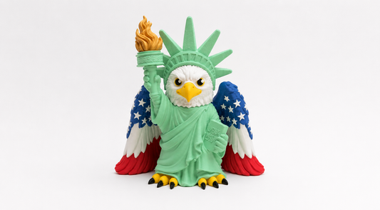 Patriotic 3D Printed Display Figure | USA Decor | Eagle Statue of Liberty | Desk Shelf Collectible