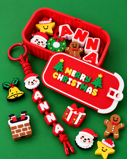 Personalized Christmas Charm Box 🎄 DIY Name Keychain Kit