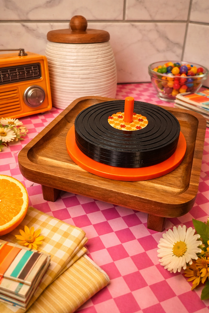 Retro 4 Set Vinyl Record Coasters with Holder