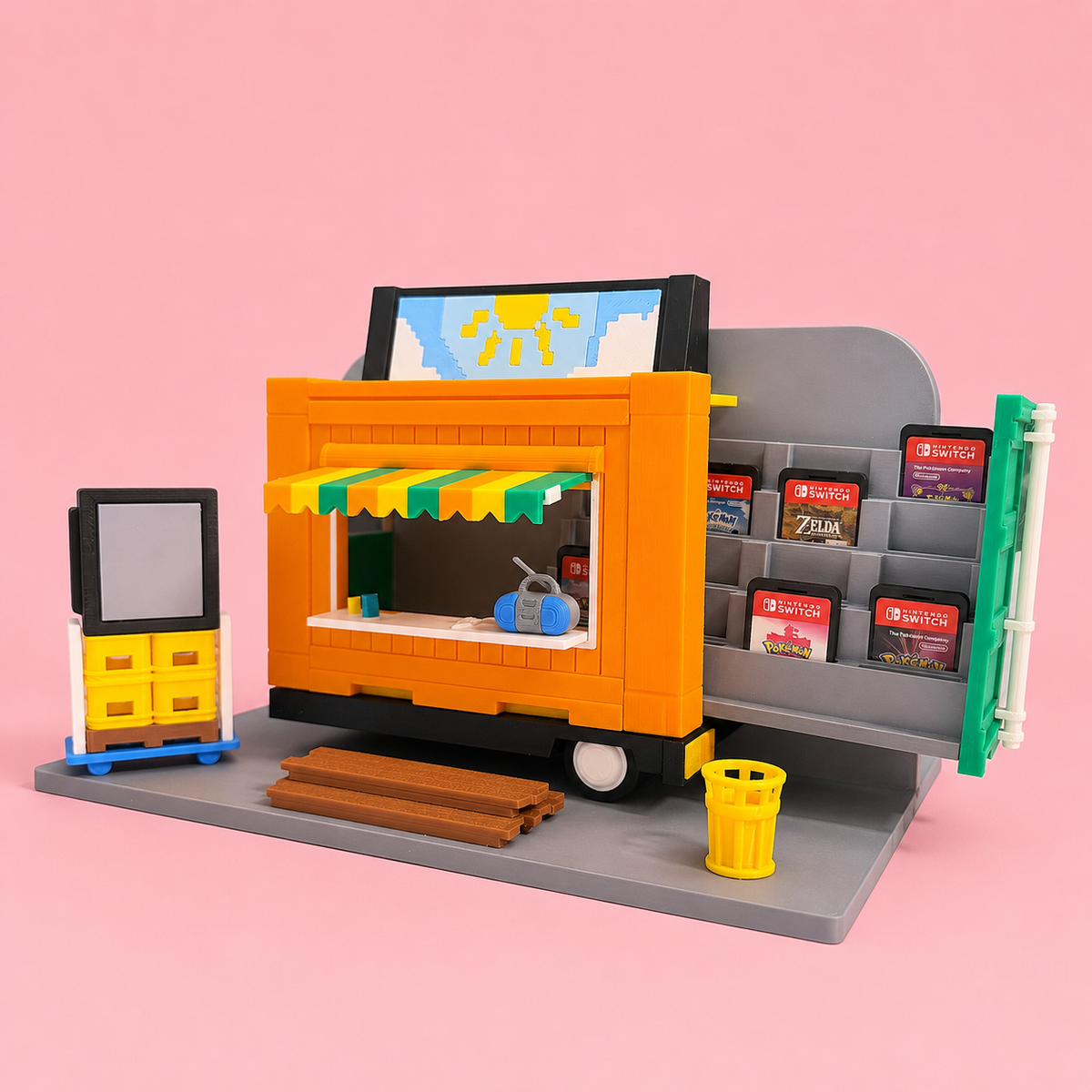 ✨ Tomodachi Market Nintendo Switch Dock & 16-Game Holder | 3D Printed Gaming Display
