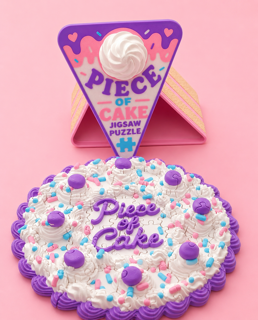 🍰 Piece of Cake Jigsaw Puzzle | 61-Piece 3D Printed Cake Puzzle + Storage Case