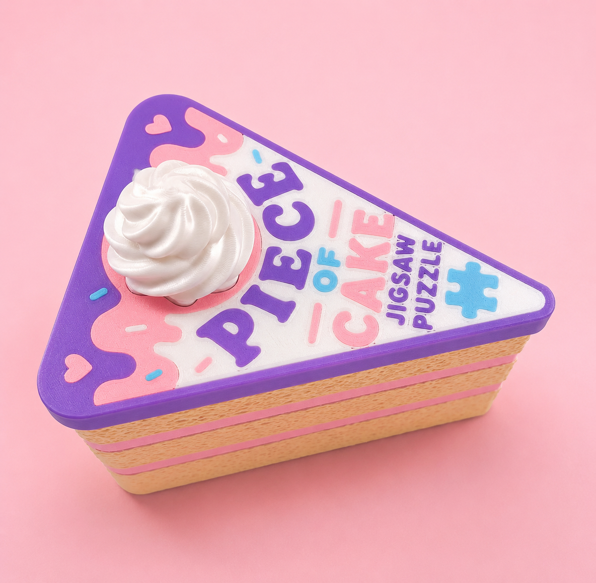 🍰 Piece of Cake Jigsaw Puzzle | 61-Piece 3D Printed Cake Puzzle + Storage Case
