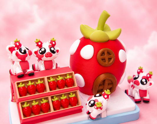 🍓 Strawberry Cow Flexi Playset