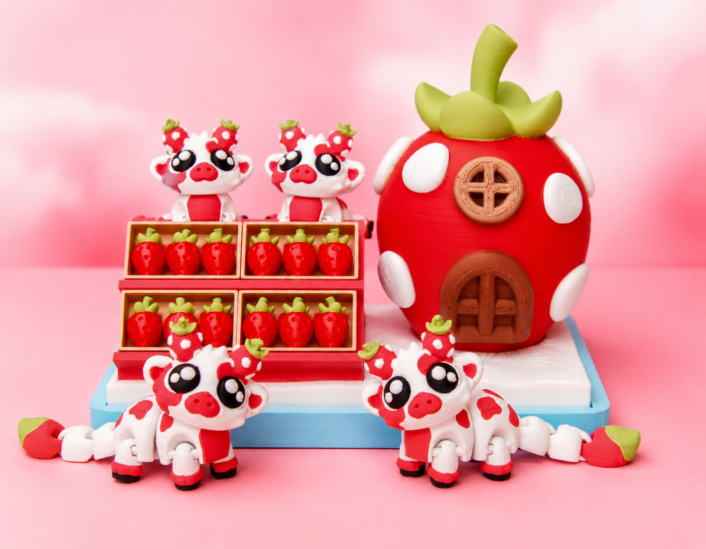 🍓 Strawberry Cow Flexi Playset