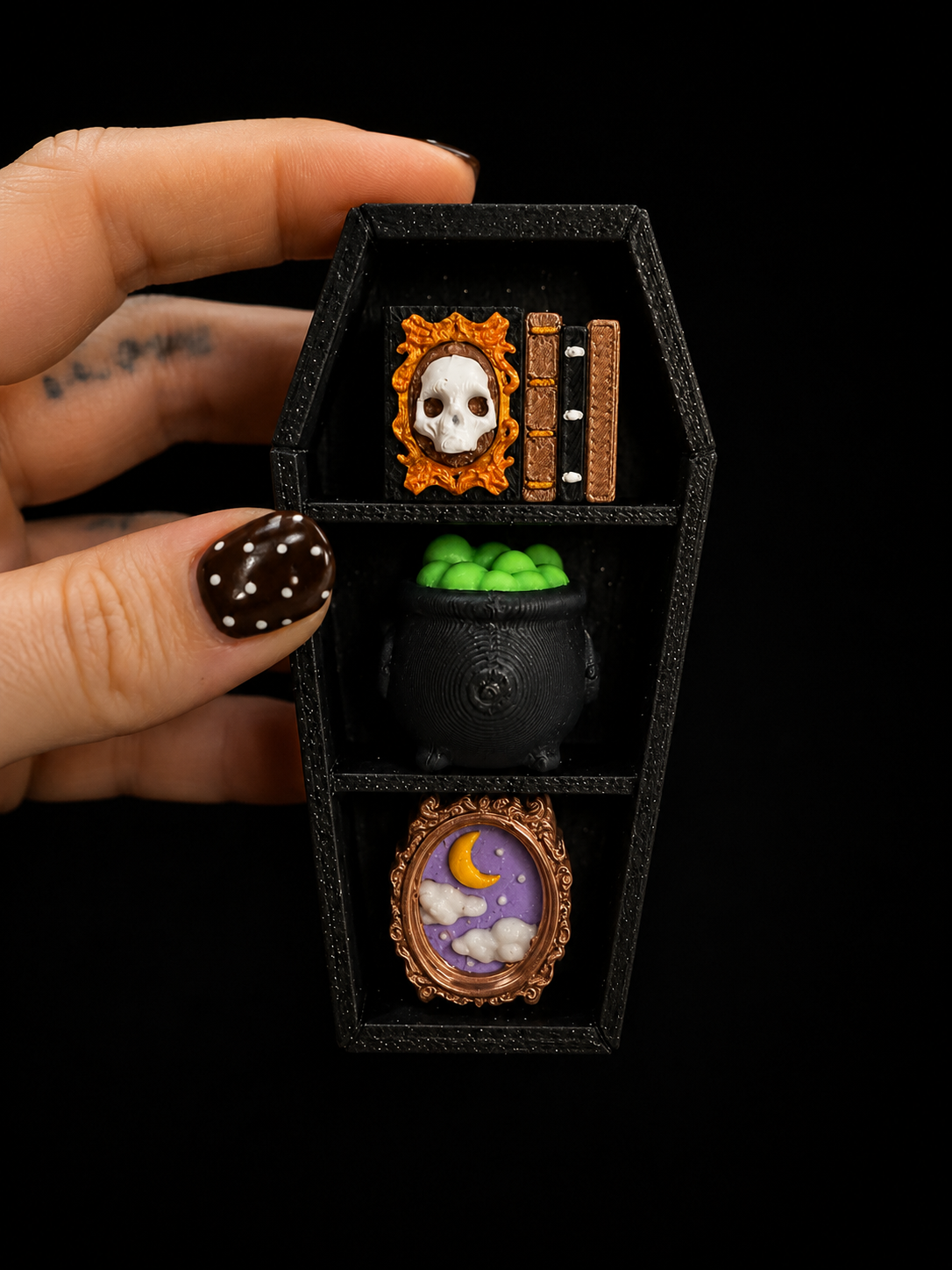 🪦 Spooky Build Your Own Coffin Shelf Clicker or Keychain