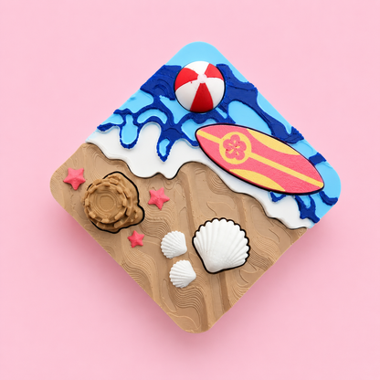 🏖️ Beach Day Clicker Board | 4-in-1 Summer Fidget