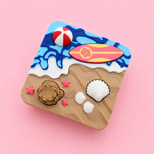 🏖️ Beach Day Clicker Board | 4-in-1 Summer Fidget