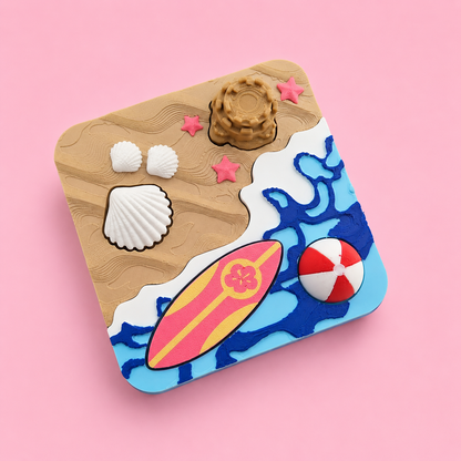 🏖️ Beach Day Clicker Board | 4-in-1 Summer Fidget