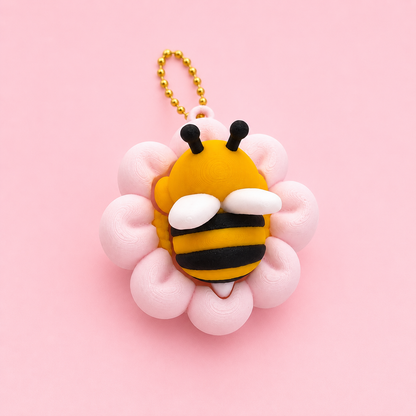 🐝🌸 Bee Bloom Fidget Clicker Keychain