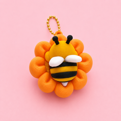🐝🌸 Bee Bloom Fidget Clicker Keychain
