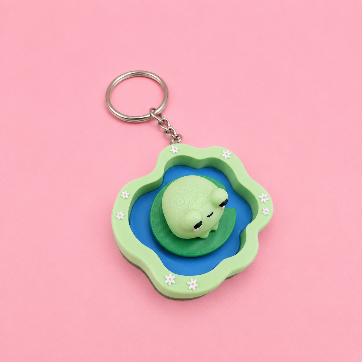🐸 Kawaii Frog Pond Keychain Clicker 🌸