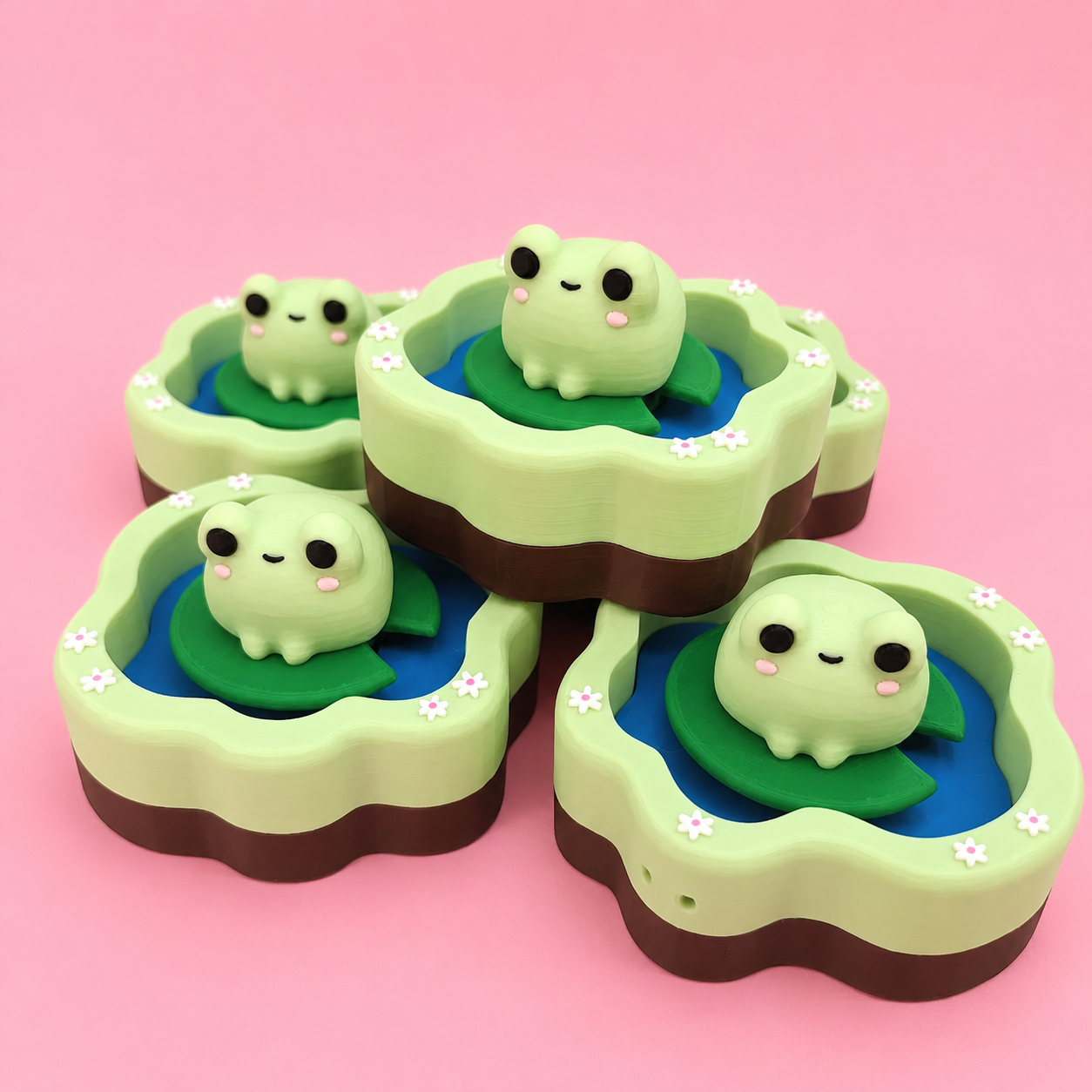 🐸 Kawaii Frog Pond Keychain Clicker 🌸