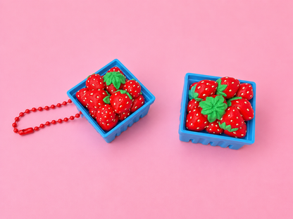 🍓 Strawberry Basket Fidget Keychain