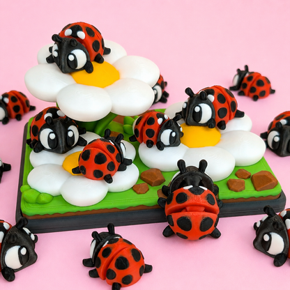 Flexi Ladybug Flower Garden Set – Includes 2 Mini Flexi Ladybugs🐞🌼