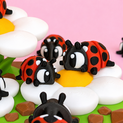 Flexi Ladybug Flower Garden Set – Includes 2 Mini Flexi Ladybugs🐞🌼