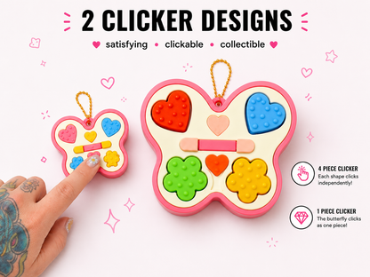 🦋 Retro 90s Butterfly Eyeshadow Palette Clicker Keychain
