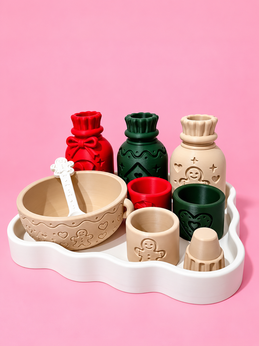 🎄 Gingerbread Christmas Play Set | 10-Piece 3D Printed Holiday Pretend Play Set🎄