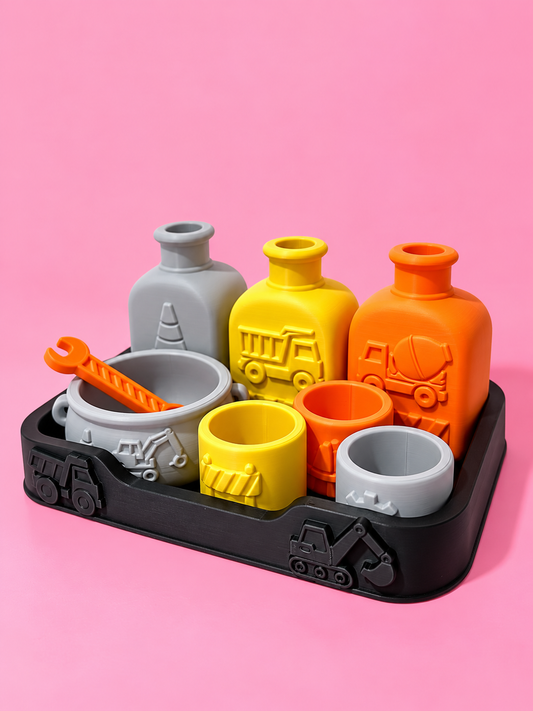 🚧 Little Builder Construction Play Set | 9-Piece 3D Printed Pretend Play Set